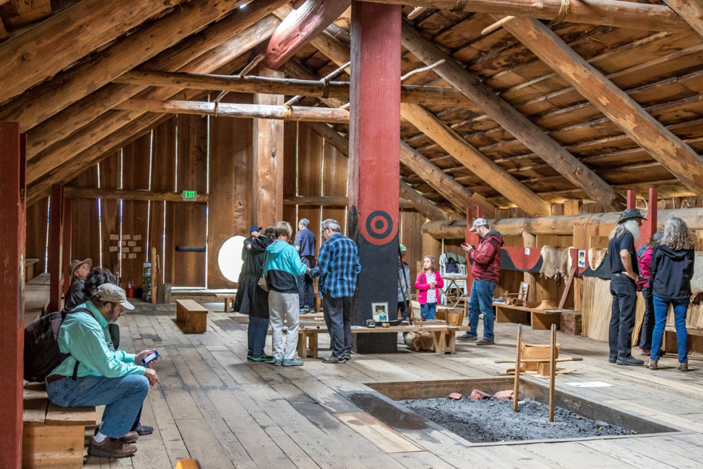 Visitors tour the Cathlapotle Plankhouse Sun., Oct. 2 at the Carty Unit of the Ridgefield National Wildlife Refuge during Bird Fest. Photo by Mike Schultz.
