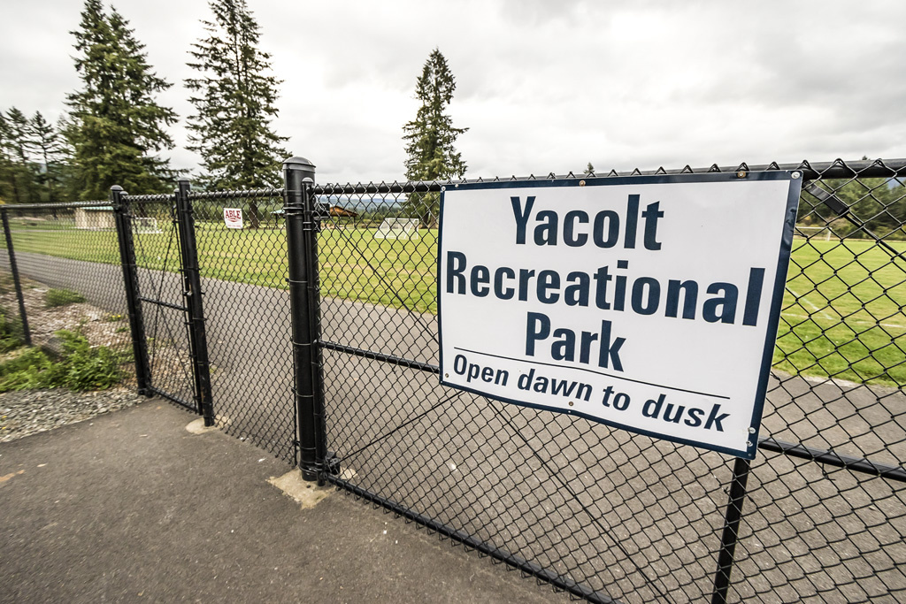 The Yacolt Recreational Park, located at 26612 NE Hoag St., features a soccer field, walking pathway, a BMX bike track, fenced dog park and more. Photo by Mike Schultz