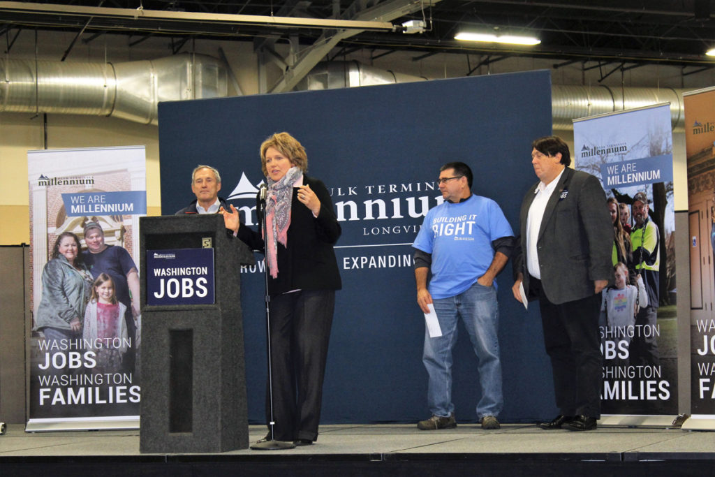 Supporters of Millennium coal terminal in Longview held rally in Ridgefield with Bill Chapman, Liz Pike, Mark Martinez and William Myers