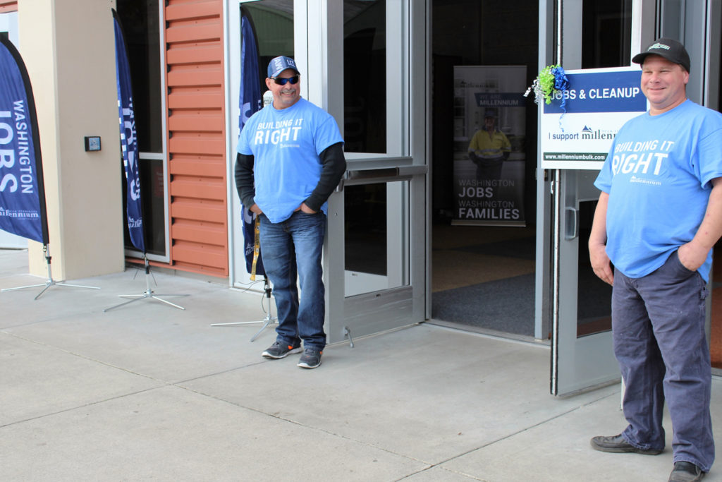 Supporters of Millennium Bulk Terminals project in Longview Jeff Childers and Rick Pattison work for Millennium