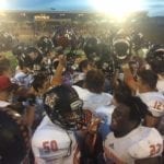 Battle Ground celebrates a 48-26 win over Mountain View