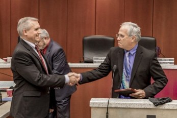 Tom Mielke, David Madore honored on day of last council meeting