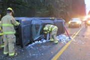 Crews respond to single car accident with partial ejection