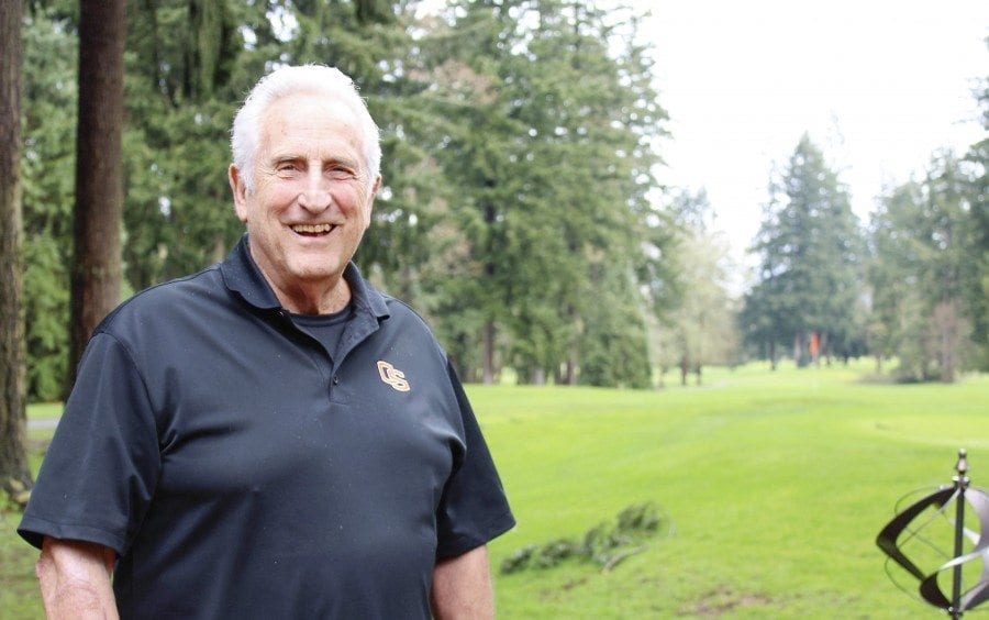 Dave Socolofsky stands on his back patio, overlooking the 14th hole at the Green Meadows Golf Course on Tue., Feb. 21. Like many of his neighbors in the Green Meadows neighborhood, Socolofsky worries that a plan to annex several areas of unincorporated Clark County into the city of Vancouver will alter his community’s livability. Photo by Kelly Moyer