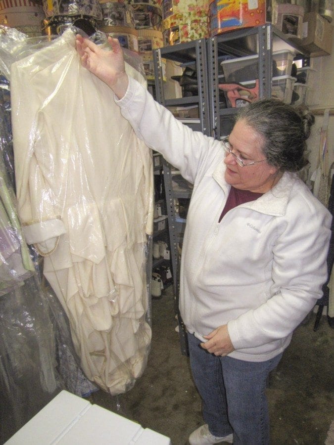 “We’re trying to create the illusion of the past,” says Eileen Trestain. “We want people to feel like the interpreters have stepped out of the past. And it’s the small details that make the difference.” One of Trestain's favorite items in Fort Vancouver's period clothing collection is a white wool wedding dress. Photo courtesy of Carolyn Schultz-Rathbun