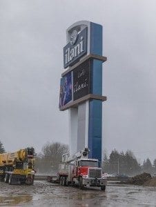 Construction on the improvements at the La Center I-5 interchange are ongoing in preparation for the mid-April scheduled opening of the Cowlitz Indian Tribe’s ilani Casino. Photo by Mike Schultz