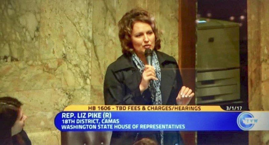 A bill authored by Rep. Liz Pike passed the Washington House of Representatives by a 98-0 vote Wednesday. House Bill 1606 would require Transportation Benefit Districts to hold a public hearing prior to voting to impose a charge or fee. Photo courtesy of Liz Pike’s Facebook page.