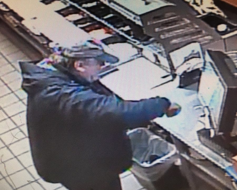 The pictured suspect was armed and allegedly robbed a Subway restaurant at 910 Tenney Road at 8:16 on Tuesday morning, March 28. The suspect has not yet been found. Photo courtesy of the Clark County Sheriff’s Office