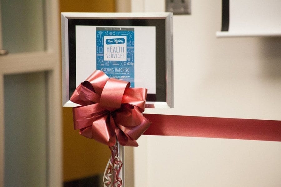 A ribbon-cutting ceremony was held at the new Health Services clinic on the Washington State University Vancouver campus on March 7. The clinic will open and start accepting student patients on Mon., March 20. Photo from WSU Vancouver Facebook page