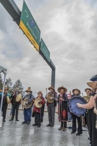 Members of the Cowlitz Indian Tribe helped bless the opening of the new Interstate 5, Exit 16 interchange near La Center. Photo by Mike Schultz