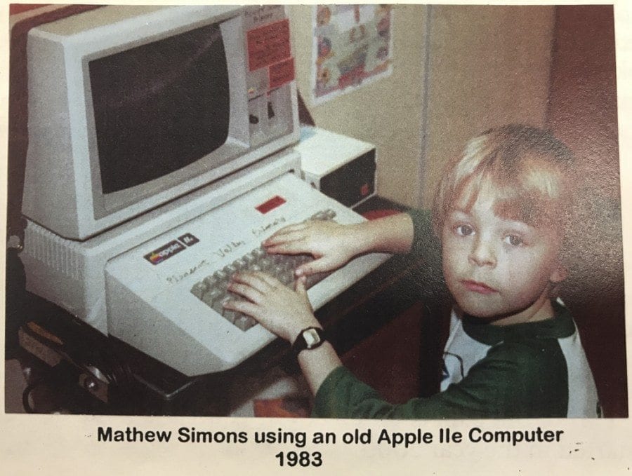 Former student Mathew Simons using an Apple IIe computer at Pleasant Valley in 1983. Photo courtesy of Battle Ground School District
