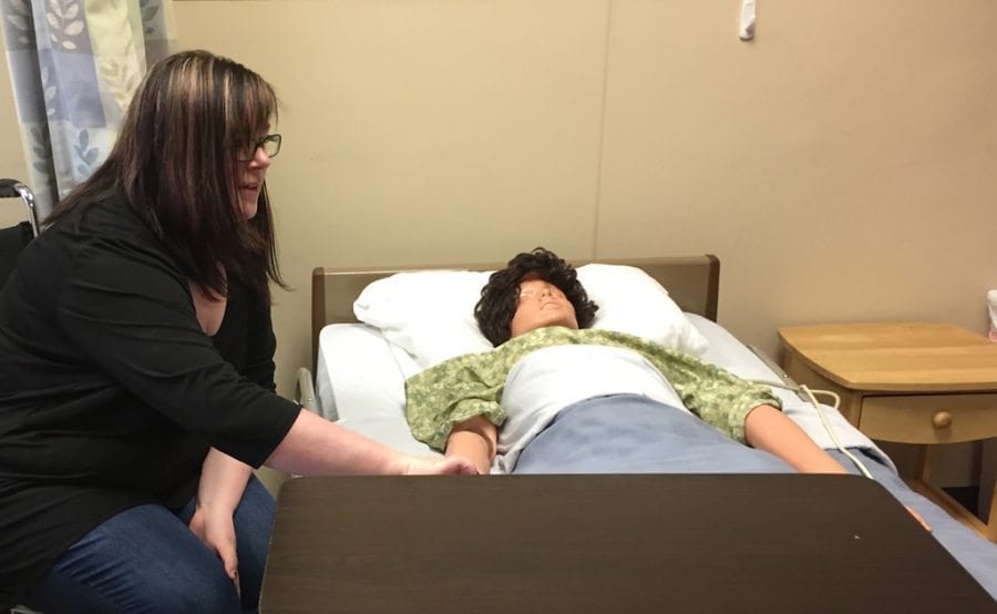 Marissa Riddall is shown here during CNA training. Photo courtesy of ESD 112