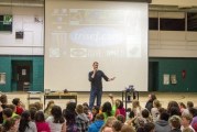 Author presents to Woodland Middle School students about real-life mysteries