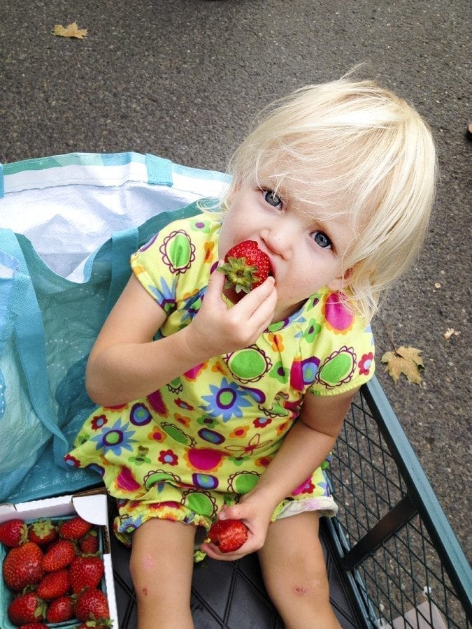 Berry Days is one of the annual special events at the Camas Farmers Market, as shown by this photo of an attendee at last year’s Berry Days. This year’s Berry Days will be held on Wed., July 5. Photo courtesy of Camas Farmers Market