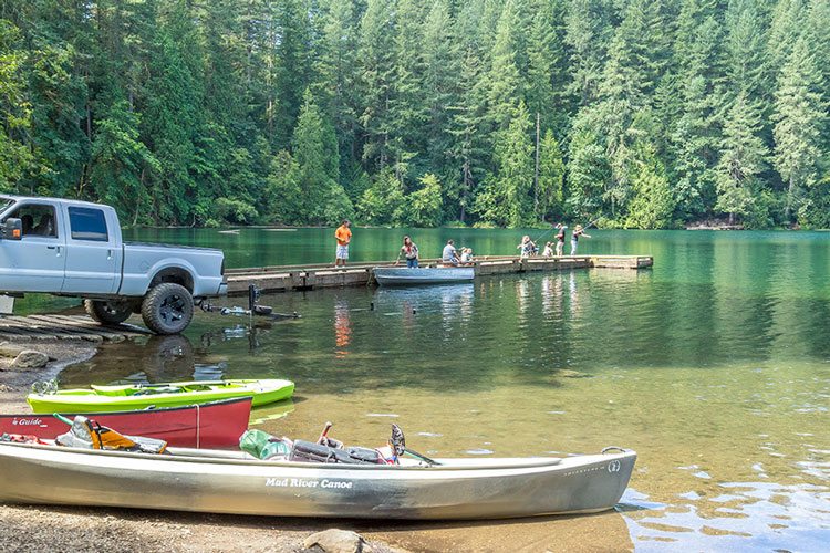 Each year, thousands of Washingtonians go fishing – legally – without a license on "Free Fishing Weekend," scheduled for Sat.-Sun., June 10-11. During those two days, no license will be required to fish or gather shellfish in any waters open to fishing in Washington state, such as Battle Ground Lake, shown here. Photo by Mike Schultz