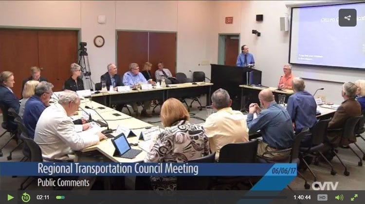 Click image to view portion of video from the Regional Transportation Council (06-06-17) meeting.