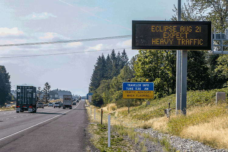 With the path of totality for Monday’s eclipse passing directly through Oregon, and a massive influx of visitors from outside the region expected, officials are bracing for massive amounts of congestion on roadways in the region. Photo by Mike Schultz