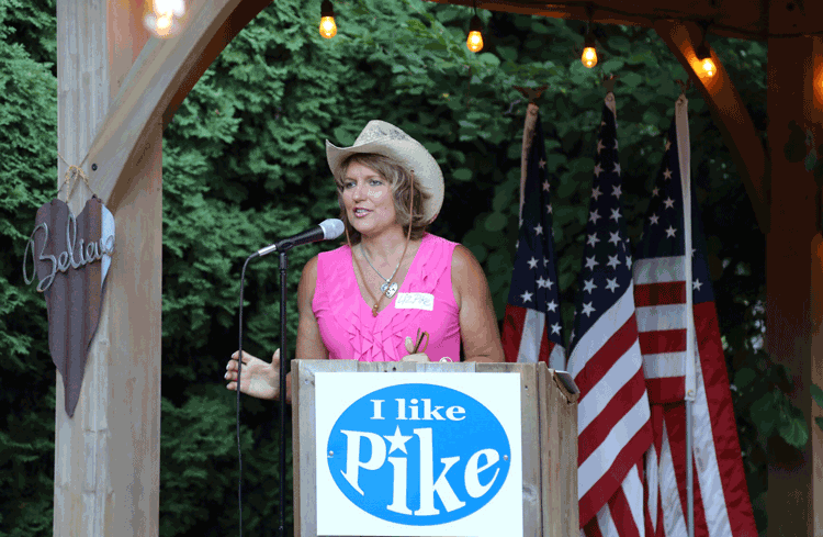 Rep. Liz Pike announced Friday evening her run in 2018 for Clark County Council Chair. Speaking in front of about 200 supporters at her annual Hootenanny Fundraiser on her Shangri-La Farm in Camas, Pike invited residents to stand with her so she can continue to be voice of the people. Photo by Mike Schultz