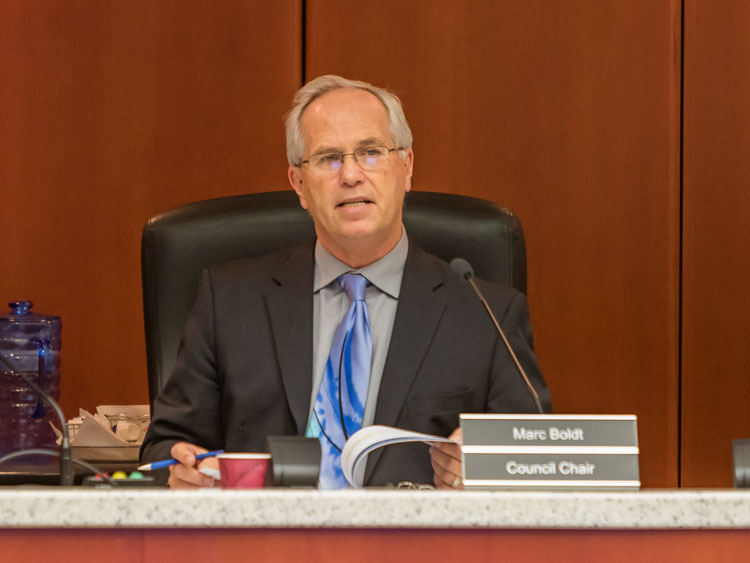 Clark County Council Chair Marc Boldt said the public will be informed of the steps during the process of the search for a new county manager. County councilors recently approved a $27,000 contract (plus expenses) to have a Texas firm start the search for a new county manager. Photo by Mike Schultz