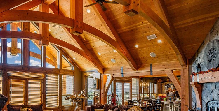 Interior structures are a staple of Arrow Timber Framing, and show off the structure of the building by exposing trusses and frames. Photo by Mike Schultz
