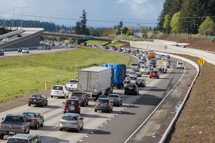 This recent photo shows commuters on a recent afternoon coming home from Oregon via the I-205 bridge. Transportation congestion issues remain one of the biggest concerns of Clark County citizens. Photo by Mike Schultz