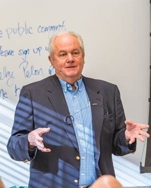 Vancouver resident David Nelson, a retired transportation engineer, has been a presenter at each of Rep. Liz Pike’s three Transportation Congestion Solutions Legislative Town Hall meetings. Photo by Mike Schultz