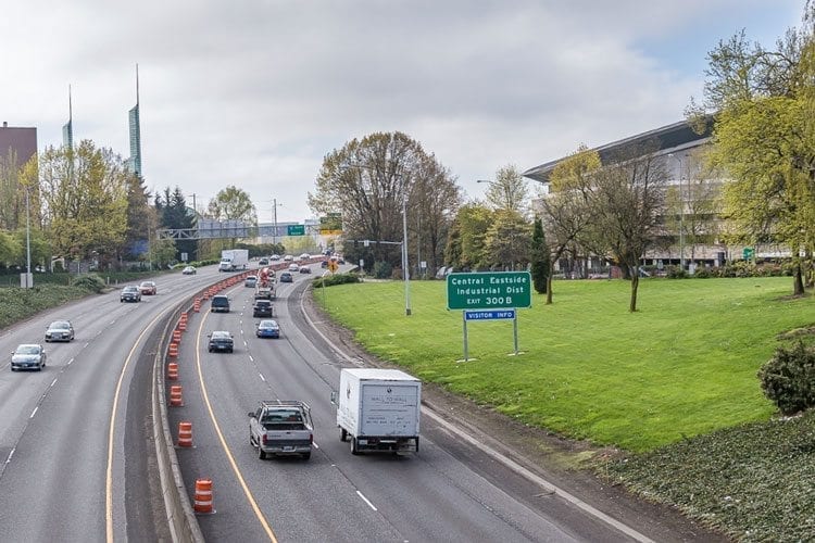 Oregon lawmakers have proposed tolls on I-205 and I-5 to help pay for that state’s $5.3 billion transportation bill, which includes $450 million in improvements near the Rose Quarter (shown here). Photo by Mike Schultz