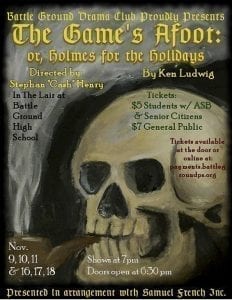 The Battle Ground High School Drama Club is set to perform a Sherlock Holmes murder mystery comedy set during the Christmas holidays.