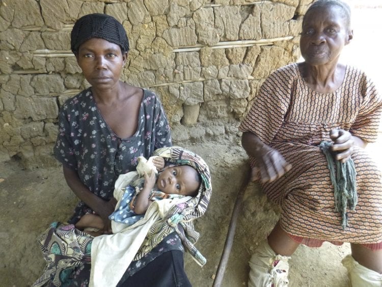 Ron Gladden, a board member of Ourganda, said that the average age in Uganda is 15.3 years, and minor health problems or routine occurrences like giving birth can become a life or death situation. This malnourished infant is from the village of Kinyante. Photo courtesy of Ron Gladden