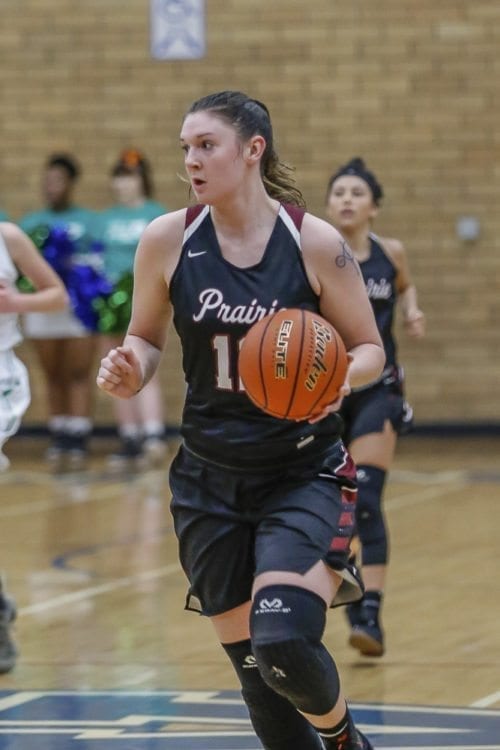 Brooke Walling, a junior from Prairie, hit two milestones this season. She recorded her 1,000th career point last week and also has 500 career rebounds. Photo by Mike Schultz
