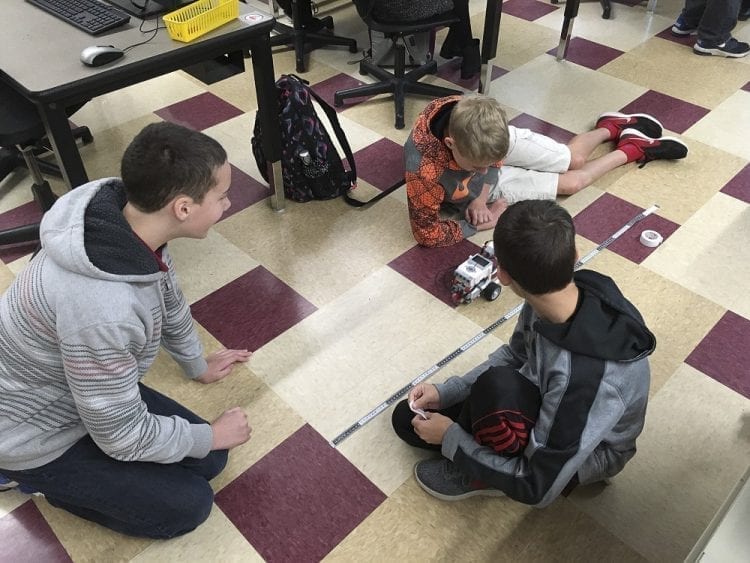 Tukes Valley eighth graders test their robot. Photo courtesy of Battle Ground Public Schools