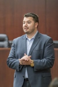 State Rep. Brandon Vick speaks during a town hall in Battle Ground Saturday. Photo by Mike Schultz