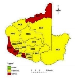 This map shows the areas of Clark County most at risk for dangerous levels of radiation. Photo courtesy Clark County