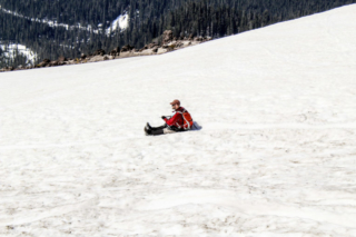 A man glissades down the slopes of Mount St. Helens on Tuesday A man glissades down the slopes of Mount St. Helens on Tuesday. Photo by Eric Schwartz