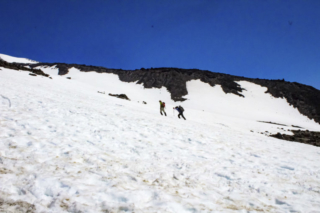 Climbers battle steep terrain en route to the summit of Mount St. Helens Climbers battle steep terrain en route to the summit of Mount St. Helens. Photo by Eric Schwartz