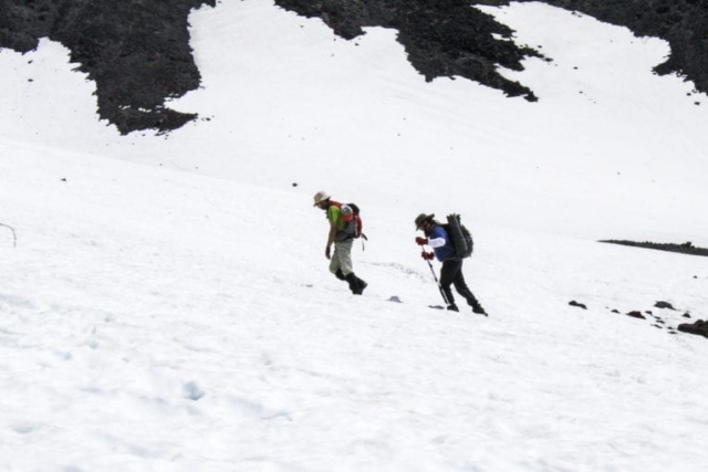 Climbers make their way to the summit of Mount St. Helens Tuesday. Photo by Eric Schwartz