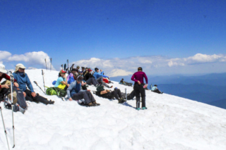 Climbers rest at the summit of Mount St. Helens Tuesday Climbers rest at the summit of Mount St. Helens Tuesday. Photo by Eric Schwartz