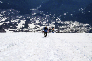 Hikers make their way to the summit of Mount St. Helens Tuesday Hikers make their way to the summit of Mount St. Helens Tuesday. Photo by Eric Schwartz
