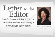 Battle Ground School District board members reviewing a new health curriculum