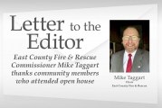 Letter: East County Fire & Rescue Commissioner Mike Taggart thanks community members who attended open house