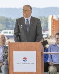 Governor Jay Inslee was in Vancouver last week for the grand opening of the Port of Vancouver Freight Access Project. Photo by Mike Schultz