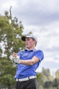 Graham Moody of Mountain View fired a 71-76 to win the 3A District 4 boys golf tournament this week at Tri-Mountain Golf Course. Moody is the defending state champion, too. Photo by Mike Schultz