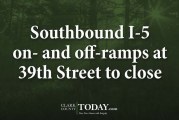 Southbound I-5 on- and off-ramps at 39th Street to close