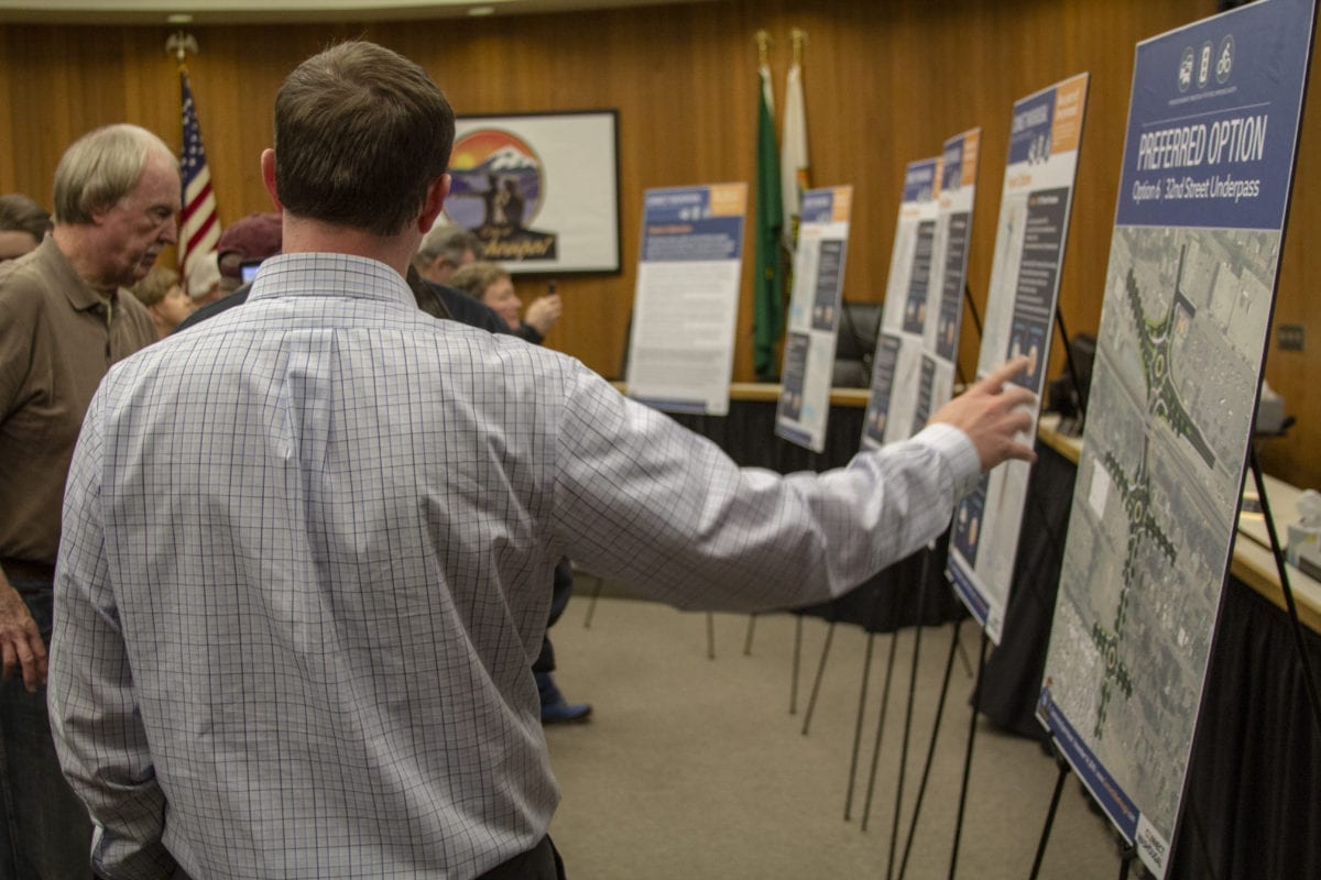 The city of Washougal held on open house to explain its plans for the Connecting Washougal project on Nov 14. Seven options were presented to overhaul the 27th and 32nd street intersection, with one being the preferred. Photo by Jacob Granneman