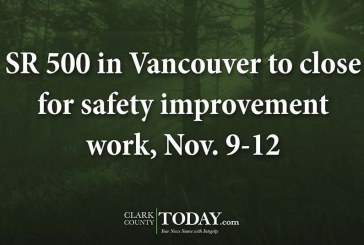 SR 500 in Vancouver to close for safety improvement work, Nov. 9-12