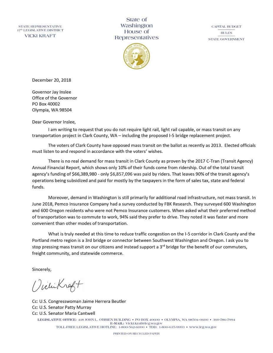 ClarkCountyToday.com Editor Ken Vance shares two letters penned by area elected officials to Gov. Jay Inslee about traffic congestion issues in Southwest Washington and the I-5 Bridge replacement.