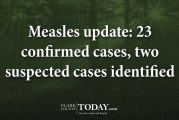 Measles update: 23 confirmed cases, two suspected cases identified