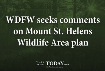 WDFW seeks comments on Mount St. Helens Wildlife Area plan