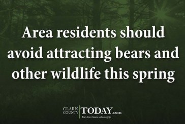 Area residents should avoid attracting bears and other wildlife this spring