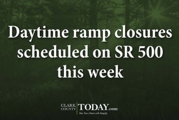Daytime ramp closures scheduled on SR 500 this week